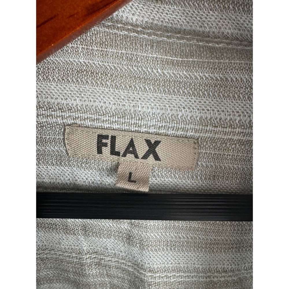 FLAX 100% Linen Striped Open‎ Front Cardigan Grey Beige Lagenlook Size Large - Picture 4 of 6